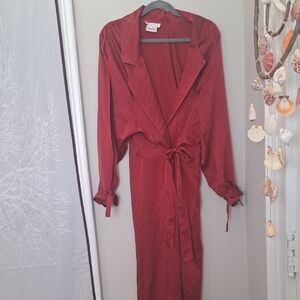 Elegant Red Women's Robe Vintage Silk Robe For Niemon Marcus